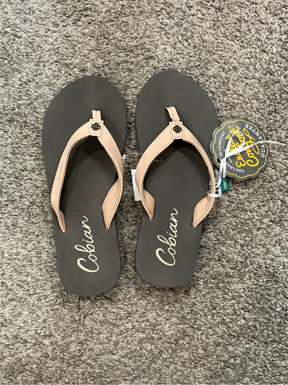 Cobian Women's Pink Strap Flip Flop Sandals with Black Footbed